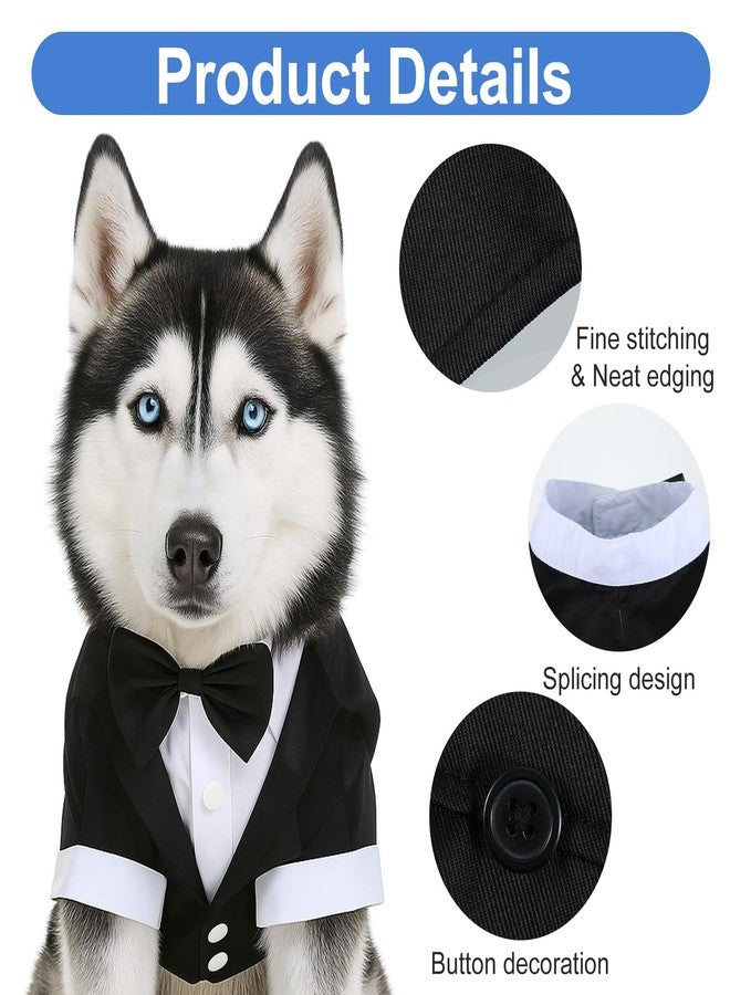 Larrel Dog Tuxedo, Dog Tuxedo Suit with Bow Tie, Pet Tuxedos for Small Dogs and Cats, Pet Wedding Attire Dress Up, Doggy Prince Bow Tie Shirt, Doggy Gentleman Apparel for Halloween, Engagement and Christmas - Image 2